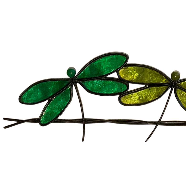 Image 3 Eangee Dragonflies On A Wire 28 inch Wide Green Metal Wall Decor more views