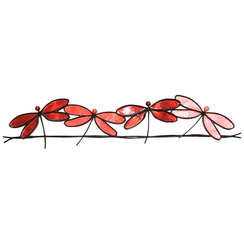 Image 2 Eangee Dragonflies On A Wire 28 inch Wide Red Metal Wall Decor
