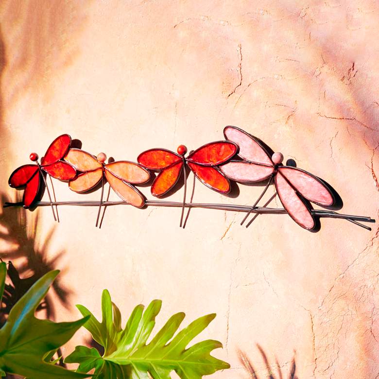 Image 1 Eangee Dragonflies On A Wire 28 inch Wide Red Metal Wall Decor