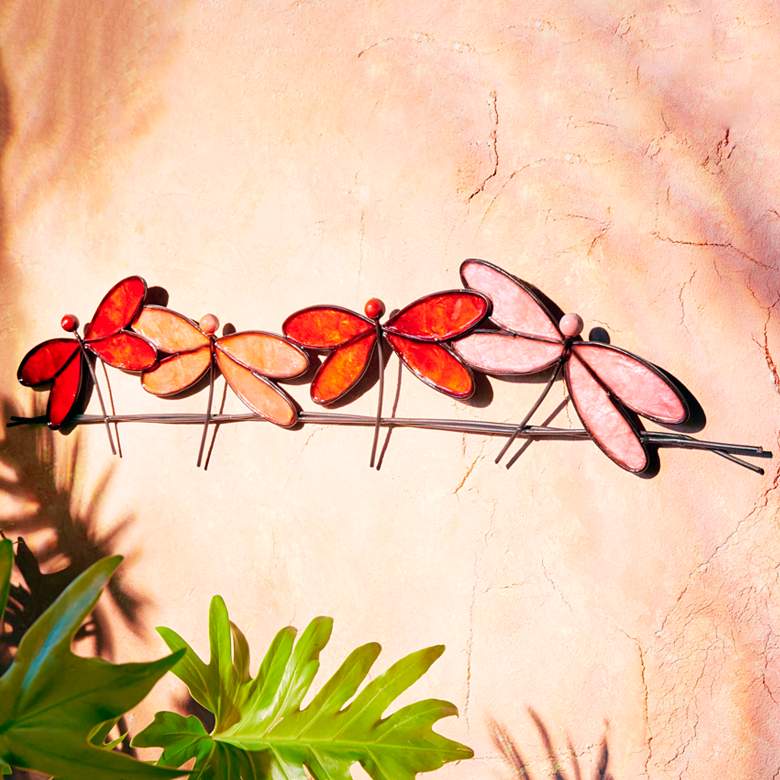 Image 1 Eangee Dragonflies On A Wire 28" Wide Red Metal Wall Decor