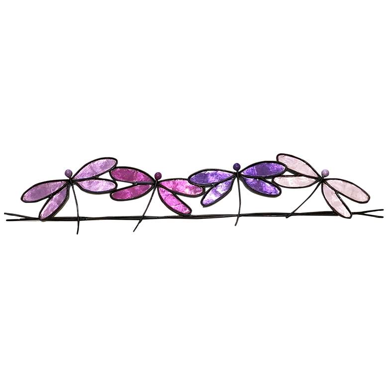 Image 2 Eangee Dragonflies On A Wire 28 inchW Purple Metal Wall Decor