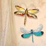 3_Eangee Dragonfly 12"W White and Aqua Capiz Shell Wall Decor more views