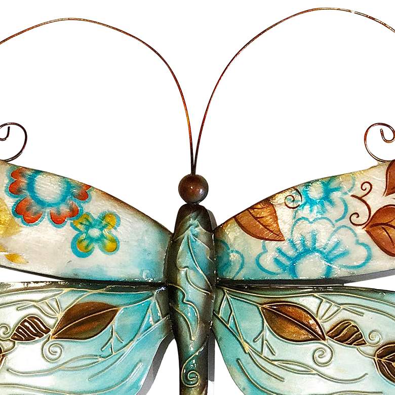 Image 3 Eangee Dragonfly 14" Wide Blue and Pearl Metal Wall Decor more views
