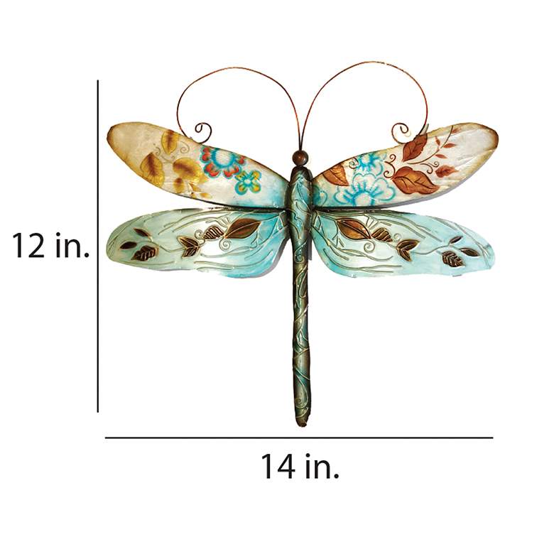 Image 4 Eangee Dragonfly 14 inch Wide Blue and Pearl Metal Wall Decor more views