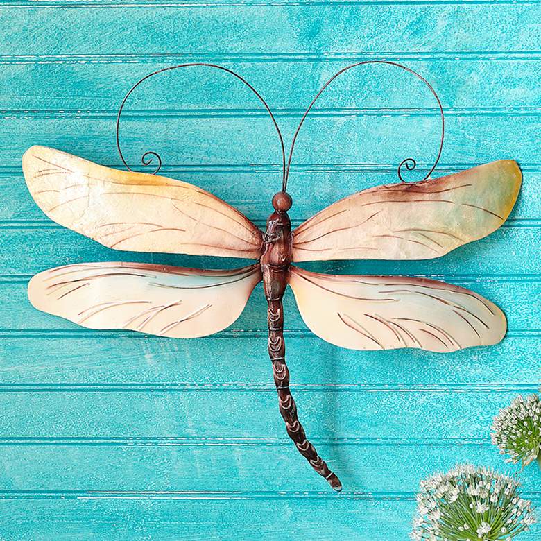 Image 1 Eangee Dragonfly 14" Wide Pearl Capiz Shell Wall Art