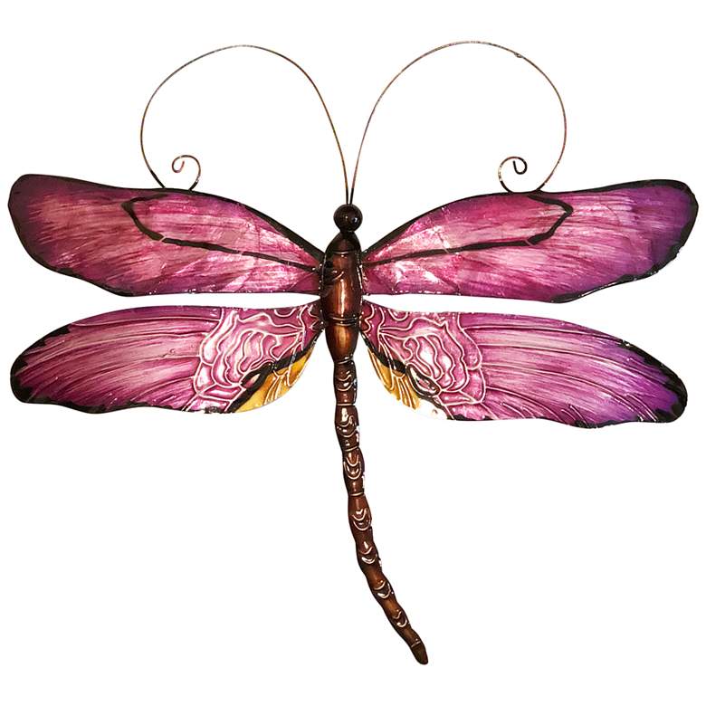 Image 1 Eangee Dragonfly 14" Wide Purple Capiz Shell Wall Decor
