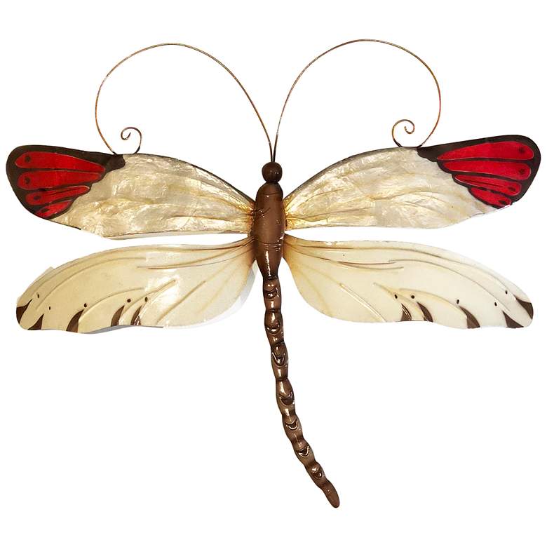 Image 2 Eangee Dragonfly 14" Wide Red Tipped Capiz Shell Wall Decor