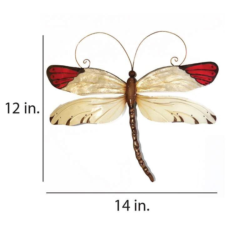 Image 4 Eangee Dragonfly 14" Wide Red Tipped Capiz Shell Wall Decor more views