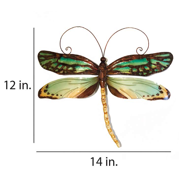 Image 4 Eangee Dragonfly 14"W Aqua and Gold Capiz Shell Wall Decor more views
