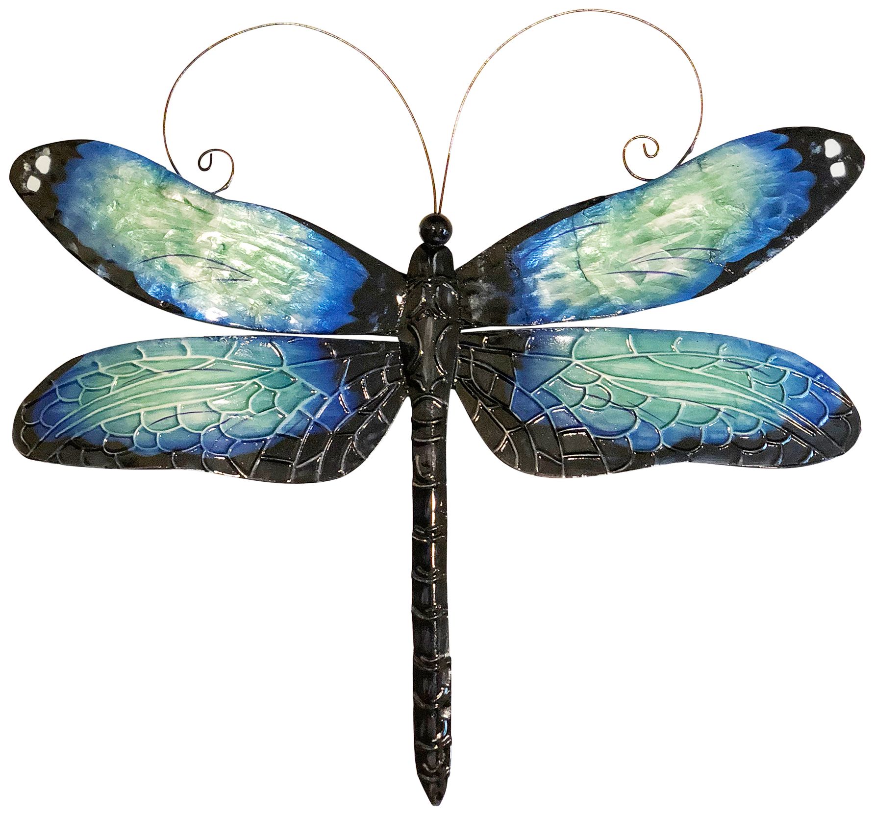 Image 2 Eangee Dragonfly 14"W Blue and Black Capiz Shell Wall Decor