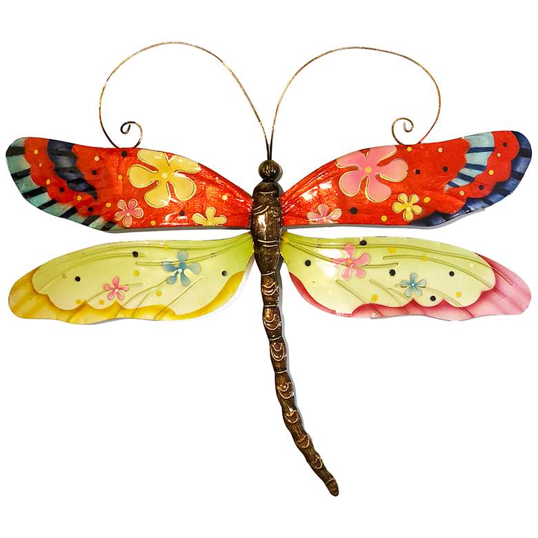 Image 1 Eangee Dragonfly 14"W Flower Power Capiz Shell Wall Decor