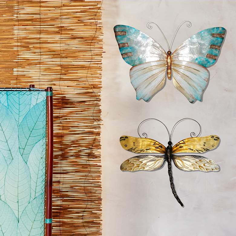 Image 3 Eangee Dragonfly 14"W Honey Yellow Capiz Shell Wall Decor more views