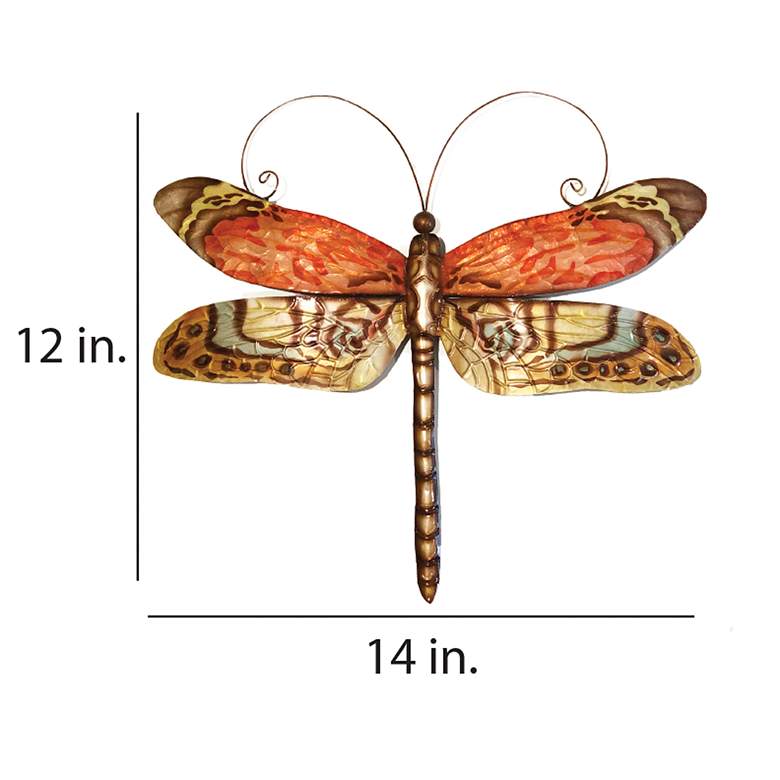 Image 4 Eangee Dragonfly 14"W Multi-Color Red Capiz Shell Wall Decor more views