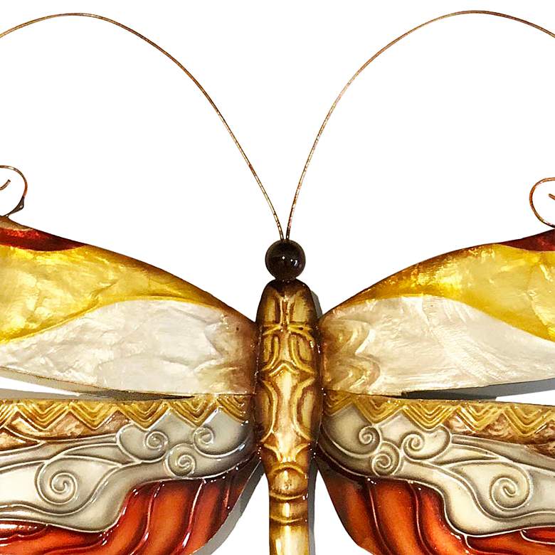 Image 3 Eangee Dragonfly 14"W Pearl Tan and Brown Metal Wall Decor more views