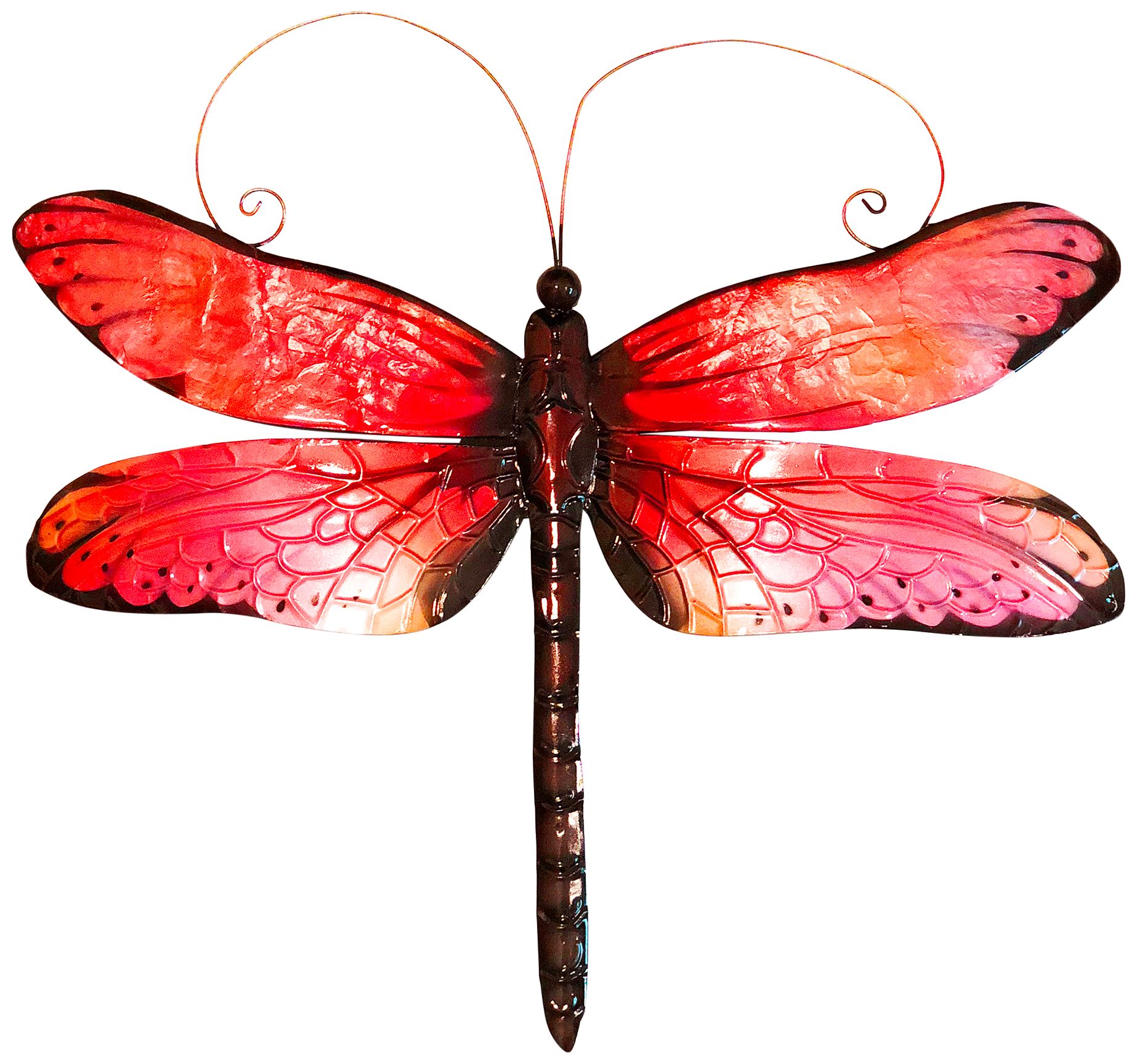 Image 2 Eangee Dragonfly 14"W Red and Black Capiz Shell Wall Decor