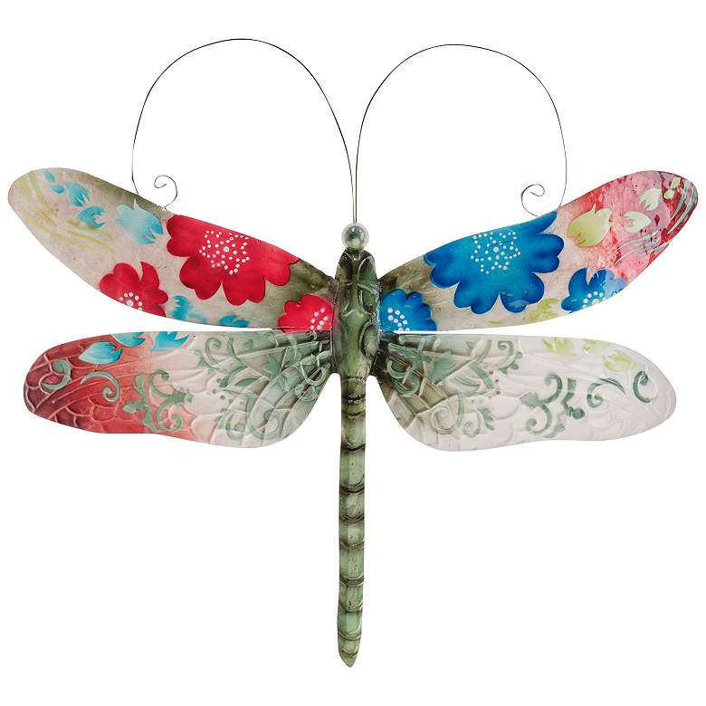 Image 2 Eangee Dragonfly 14 inchW Spring Flowers Capiz Shell Wall Decor