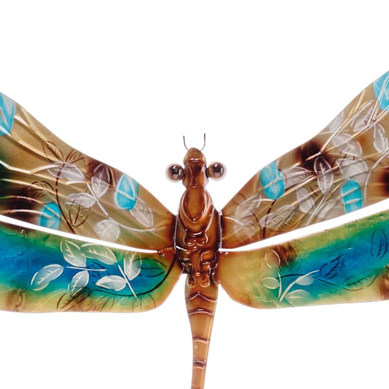 Image 3 Eangee Dragonfly 16 inch Wide Gold and Aqua Capiz Wall Decor more views