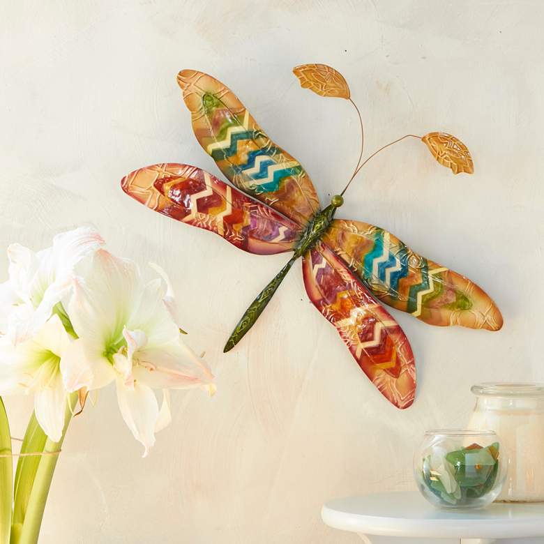 Image 1 Eangee Dragonfly 18 inch Wide Multi-Color Capiz Shell Wall Decor