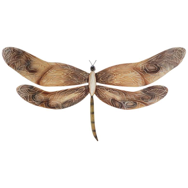 Image 2 Eangee Dragonfly 20 inch Wide Earth-Toned Capiz Shell Wall Decor
