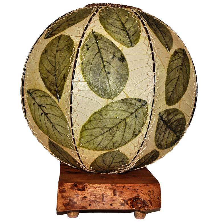 Image 1 Eangee Driftwood Green Cocoa Leaves Orb Accent Table Lamp