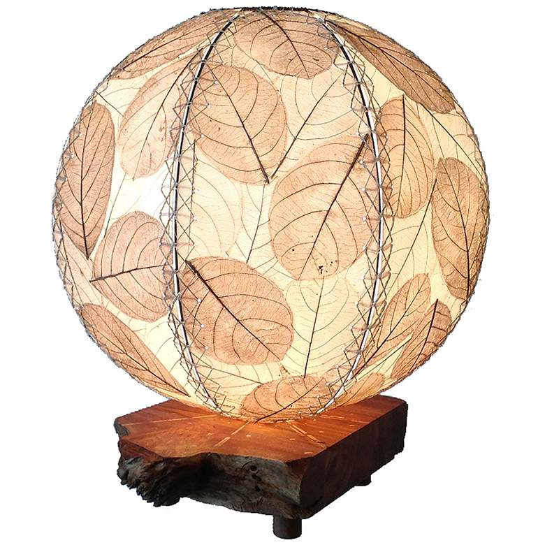 Image 1 Eangee Driftwood Natural Cocoa Leaves Orb Accent Table Lamp