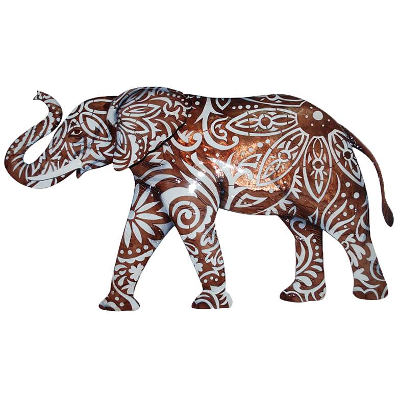 Image 2 Eangee Elephant 17 inch Wide Brown Capiz Shell Wall Decor