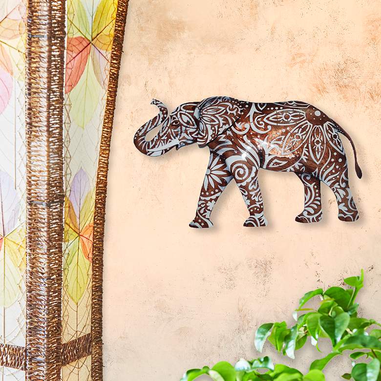 Image 1 Eangee Elephant 17" Wide Brown Capiz Shell Wall Decor
