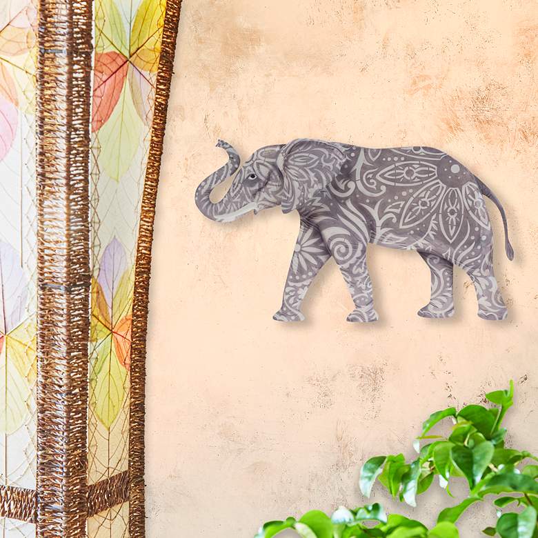 Image 1 Eangee Elephant 17 inch Wide Gray Capiz Shell Wall Decor