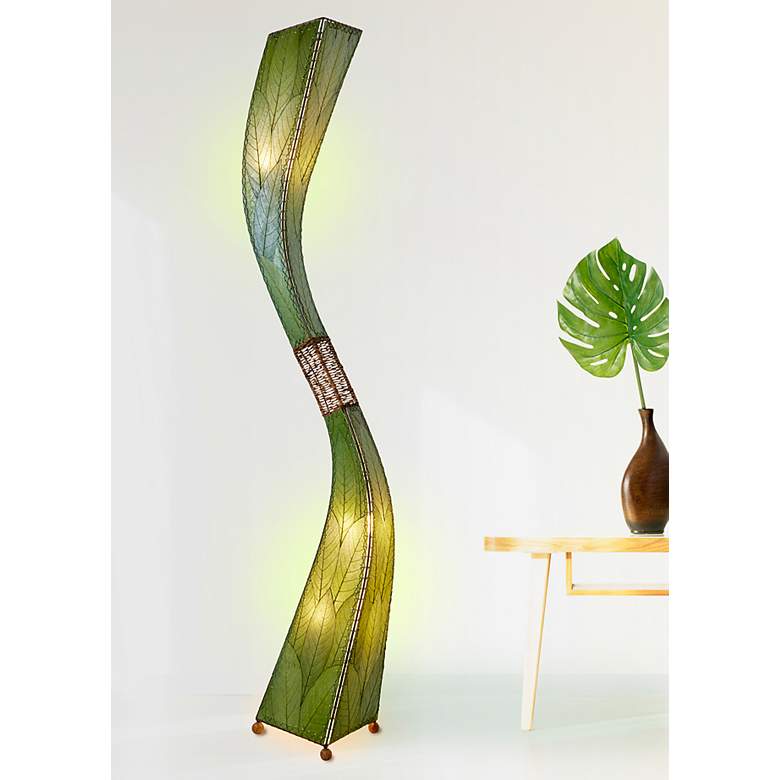 Image 1 Eangee Flow 72" High Green Cocoa Leaves Giant Tower Floor Lamp