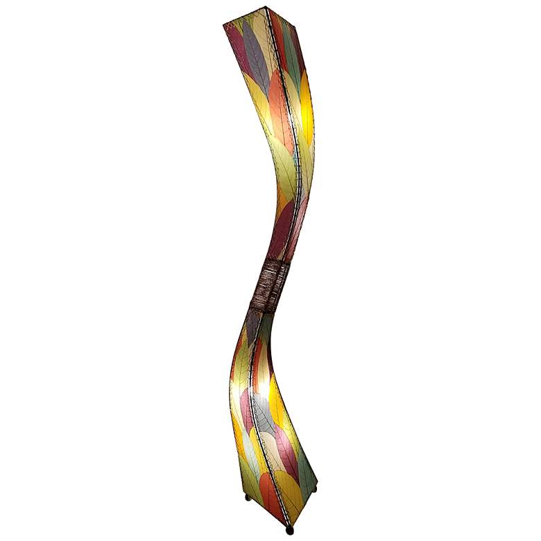 Image 2 Eangee Flow 72" high Multi-Color Cocoa Leaves Giant Tower Floor Lamp