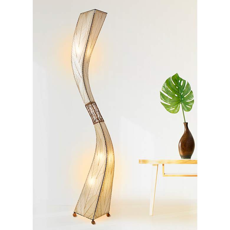Image 1 Eangee Flow Natural Cocoa Leaves Giant Tower Floor Lamp