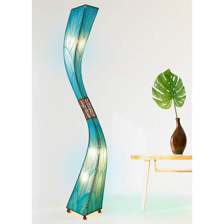 Image 1 Eangee Flow Sea Blue Cocoa Leaves Giant Tower Floor Lamp