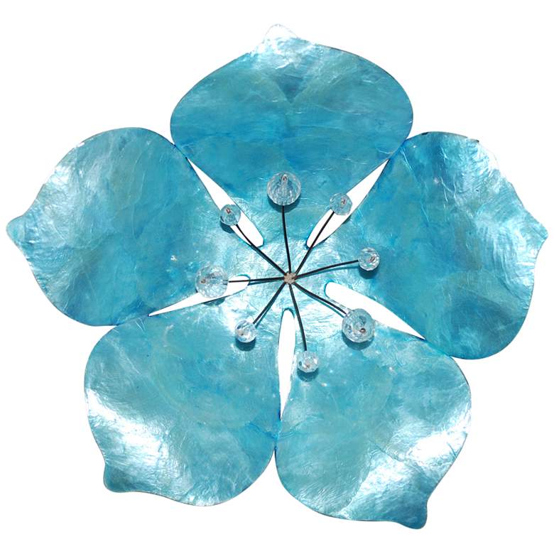 Image 1 Eangee Flower 11 inch High Blue Capiz Shell Wall Decor