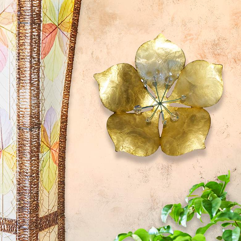 Image 1 Eangee Flower 11" High Gold Capiz Shell Wall Decor