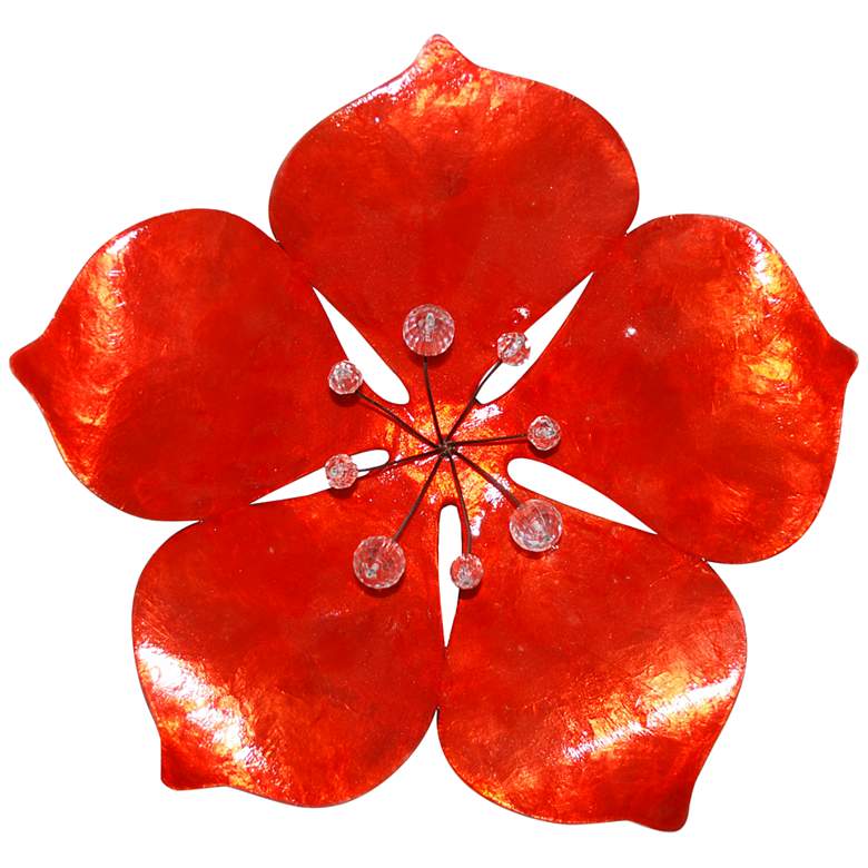 Image 2 Eangee Flower 11 inch High Red Capiz Shell Wall Decor