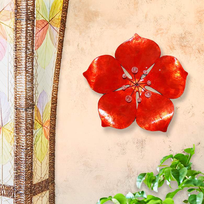 Image 1 Eangee Flower 11" High Red Capiz Shell Wall Decor