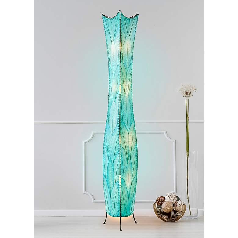 Image 1 Eangee Flowerbud Giant Sea Blue Cocoa Leaves Floor Lamp