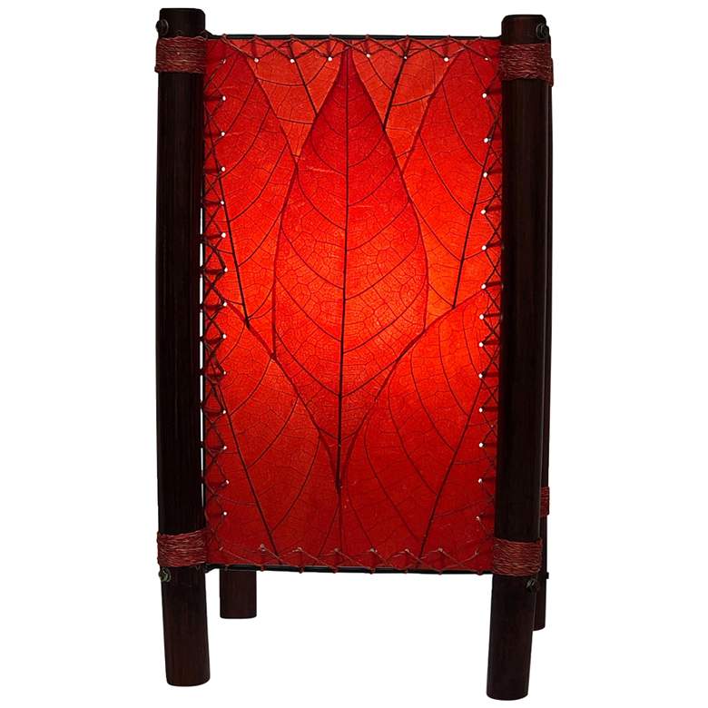 Image 1 Eangee Fortune 15 inch High Red Cocoa Leaves Accent Table Lamp
