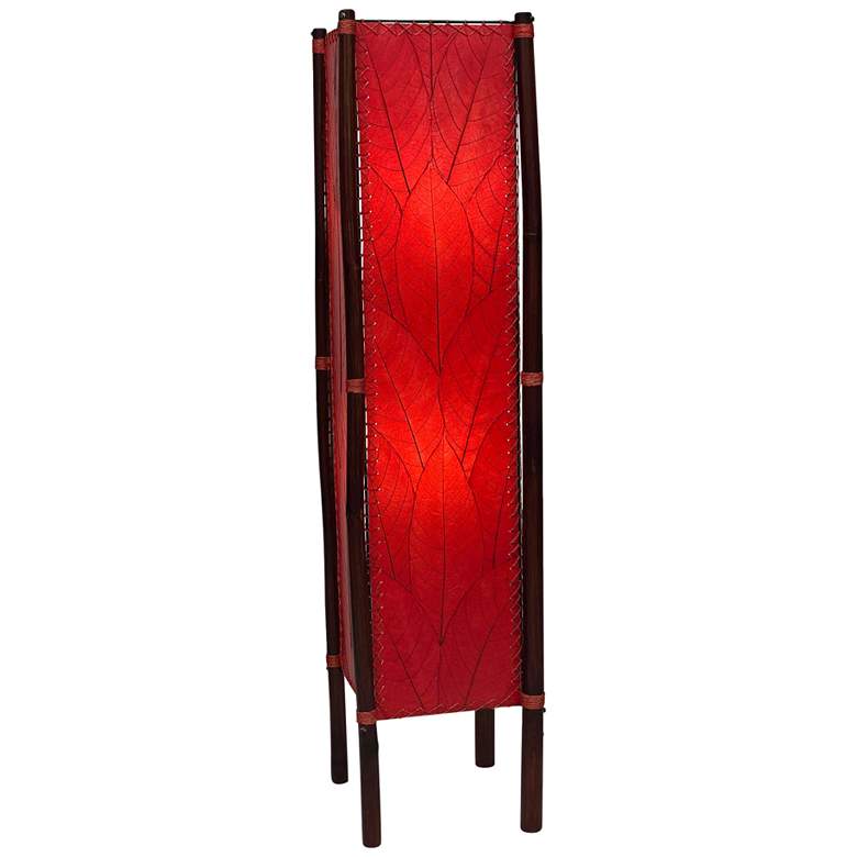 Image 1 Eangee Fortune 48 inch High Red Cocoa Leaves Square Floor Lamp
