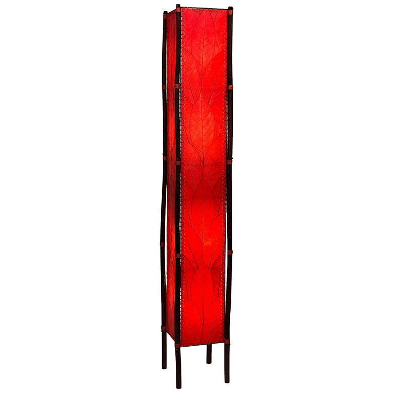 Image 1 Eangee Fortune 72" High Red Cocoa Leaves Square Floor Lamp