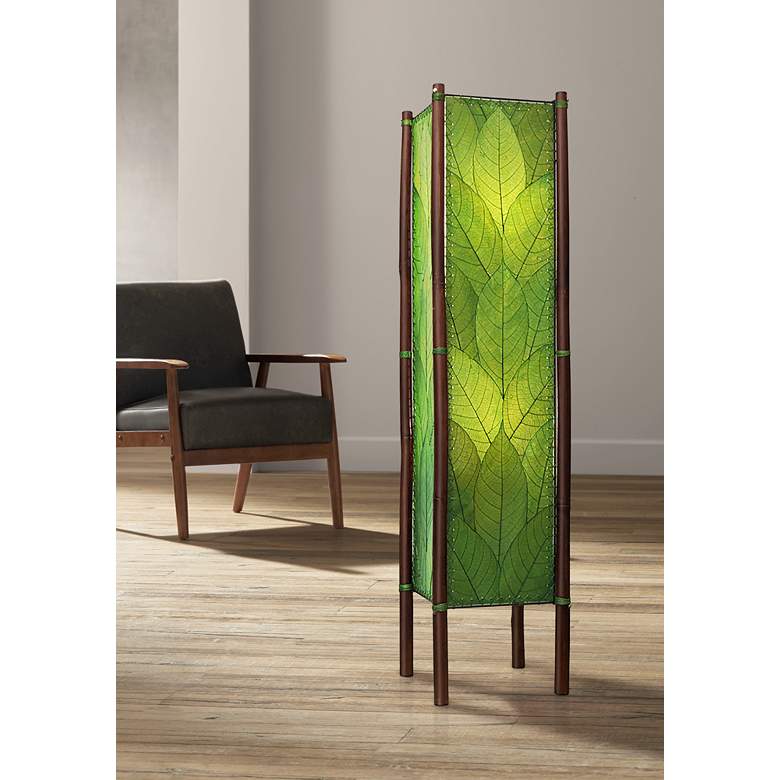 Image 1 Eangee Fortune Green Cocoa Leaves Tower Floor Lamp