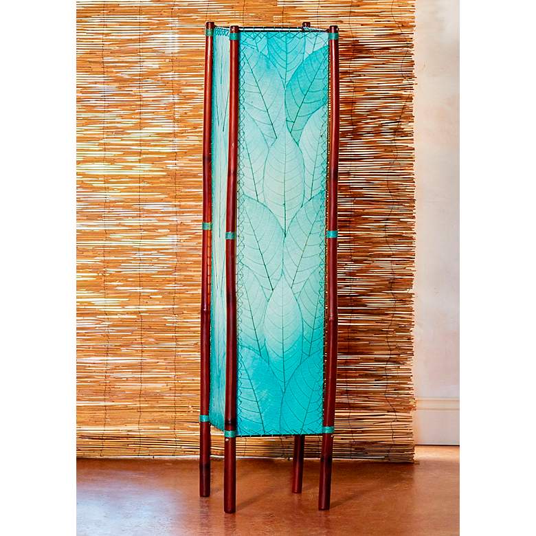 Image 1 Eangee Fortune Sea Blue Cocoa Leaves Tower Floor Lamp