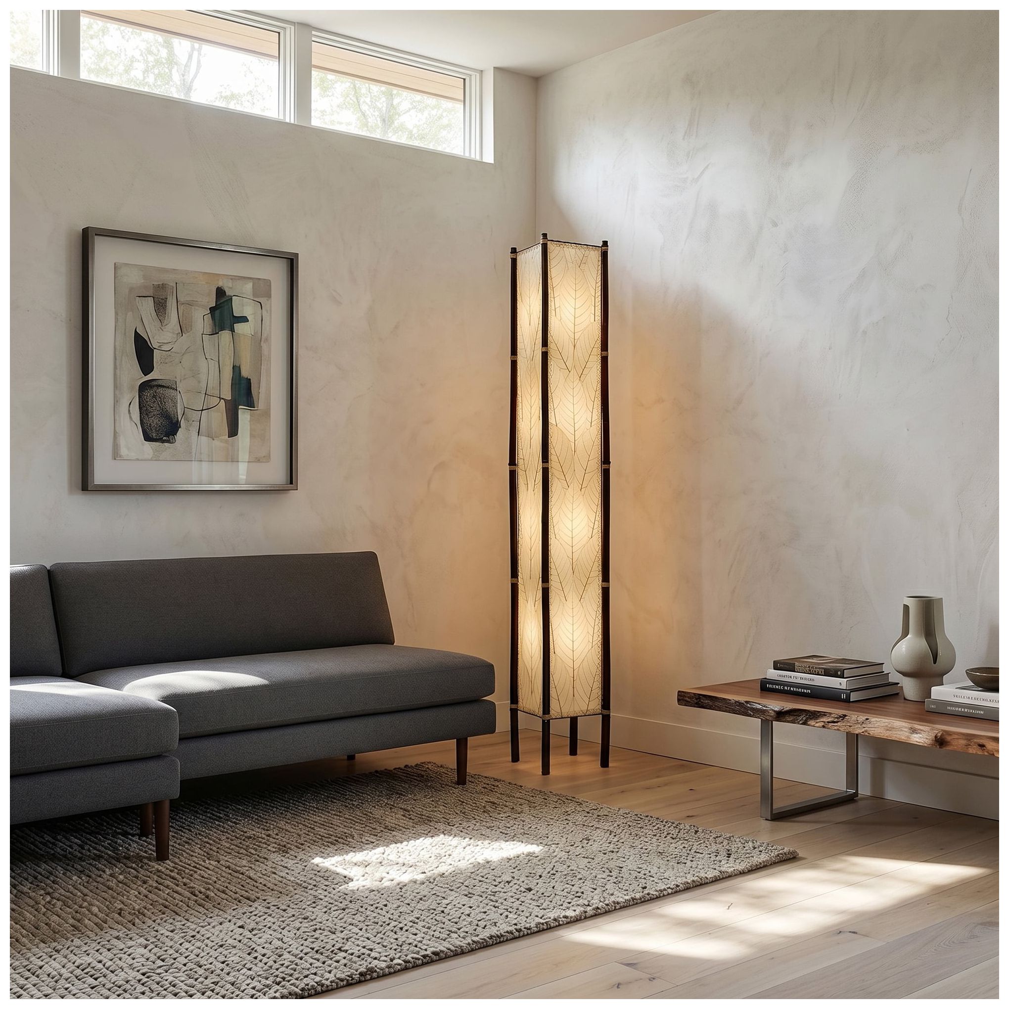 Image 5 Eangee Fortune Tower Natural Cocoa Leaves 72" Floor Lamp more views