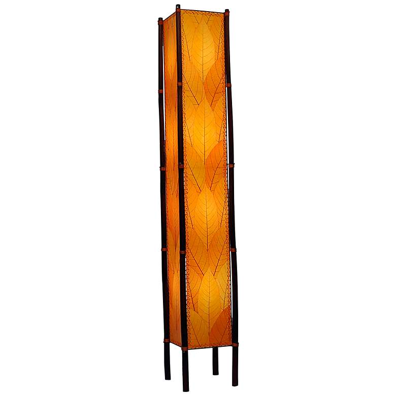 Image 1 Eangee Fortune Tower Orange Cocoa Leaves 72 inch High Floor Lamp