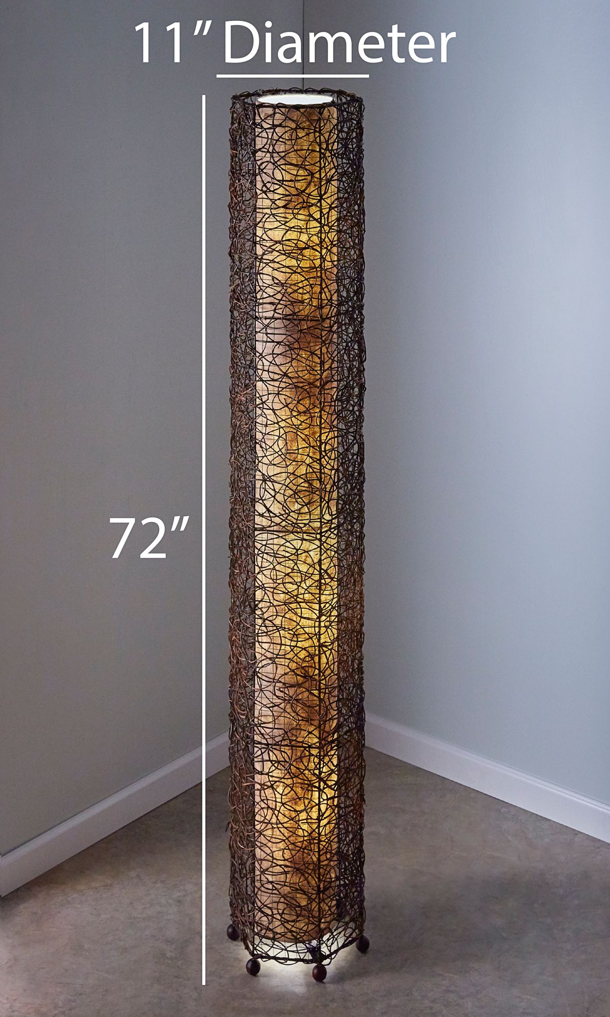Image 4 Eangee Giant Tower 72" Durian Shade Nito Vines Floor Lamp more views