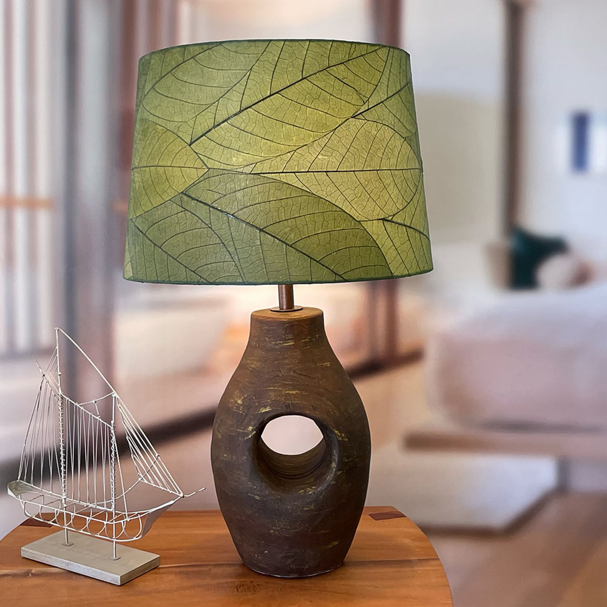 Green drum deals lamp shade