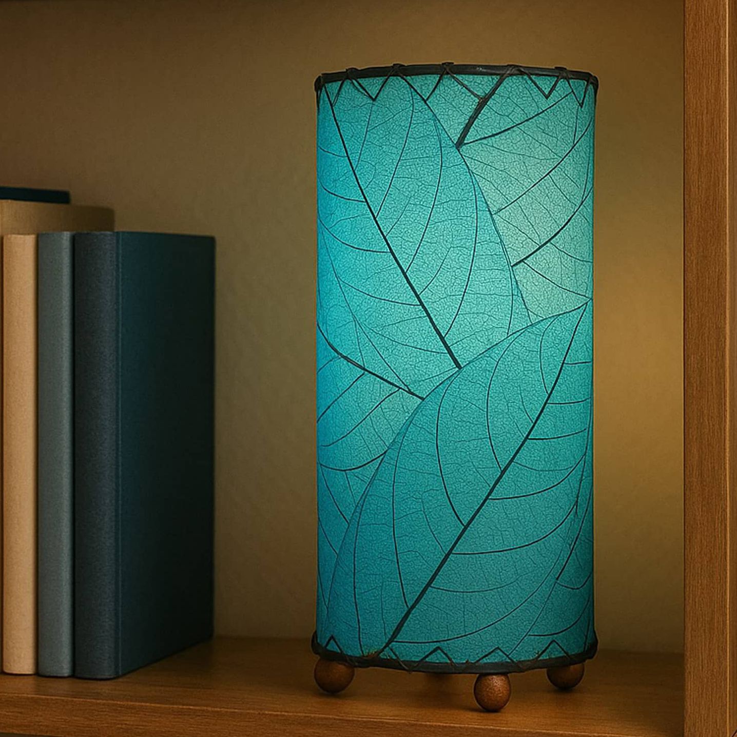 Eangee Home Design 12 Inch Cocoa Leaf Cylinder Table Lamp Collection