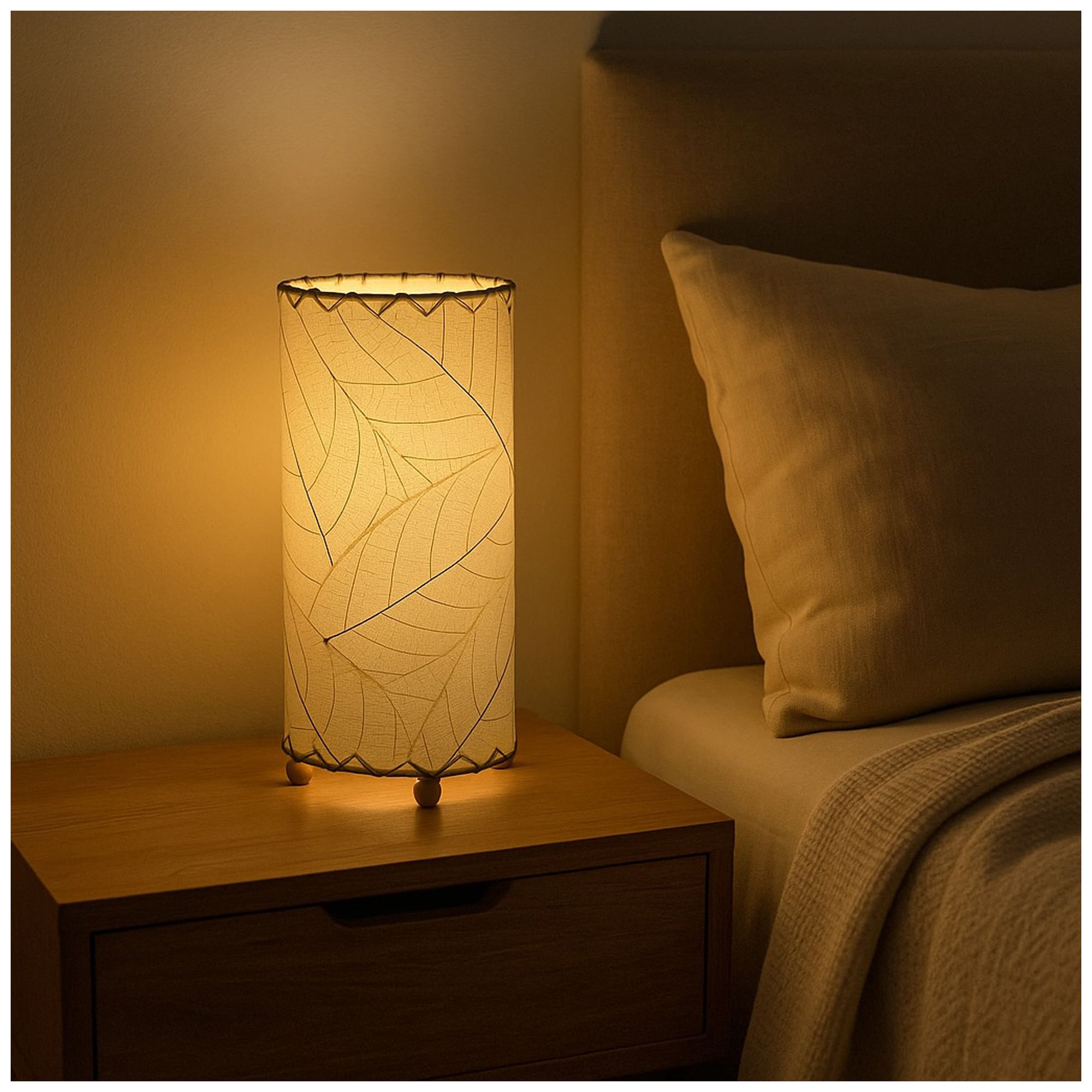 Image 3 Eangee Home Design 12 Inch Cocoa Leaf Cylinder Table Lamp Natural more views