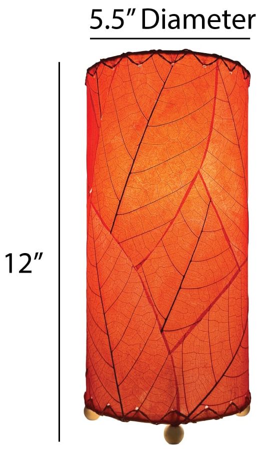 Image 3 Eangee Home Design 12 Inch Cocoa Leaf Cylinder Table Lamp Red more views