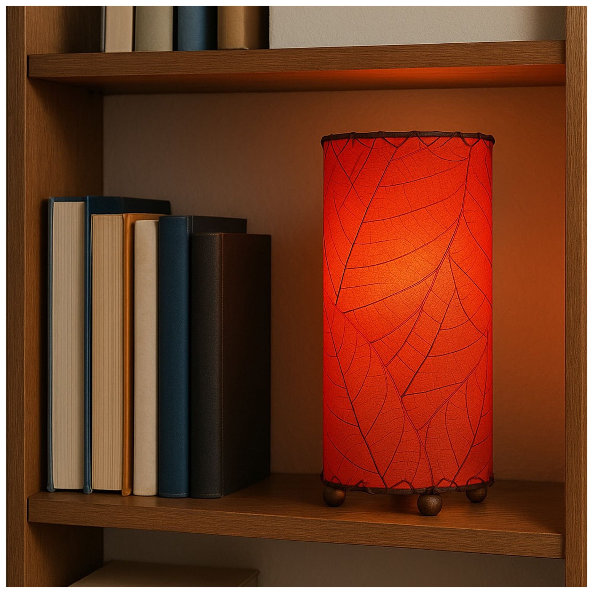 Image 5 Eangee Home Design 12 Inch Cocoa Leaf Cylinder Table Lamp Red more views